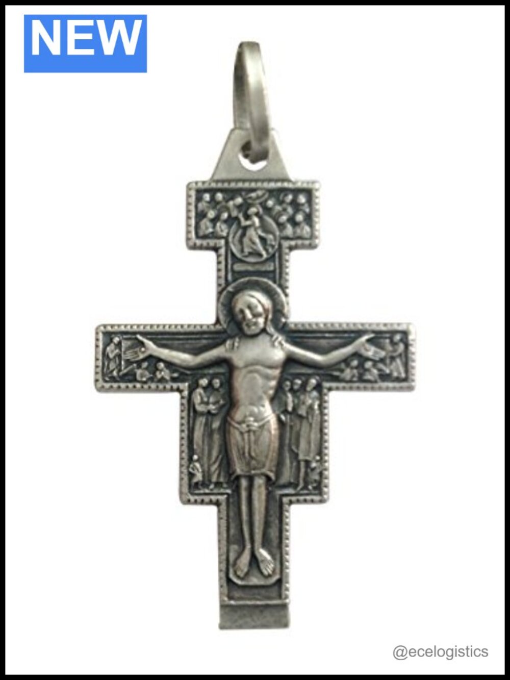 925 Sterling Silver Saint Damiano Crucifix Pendant Classic